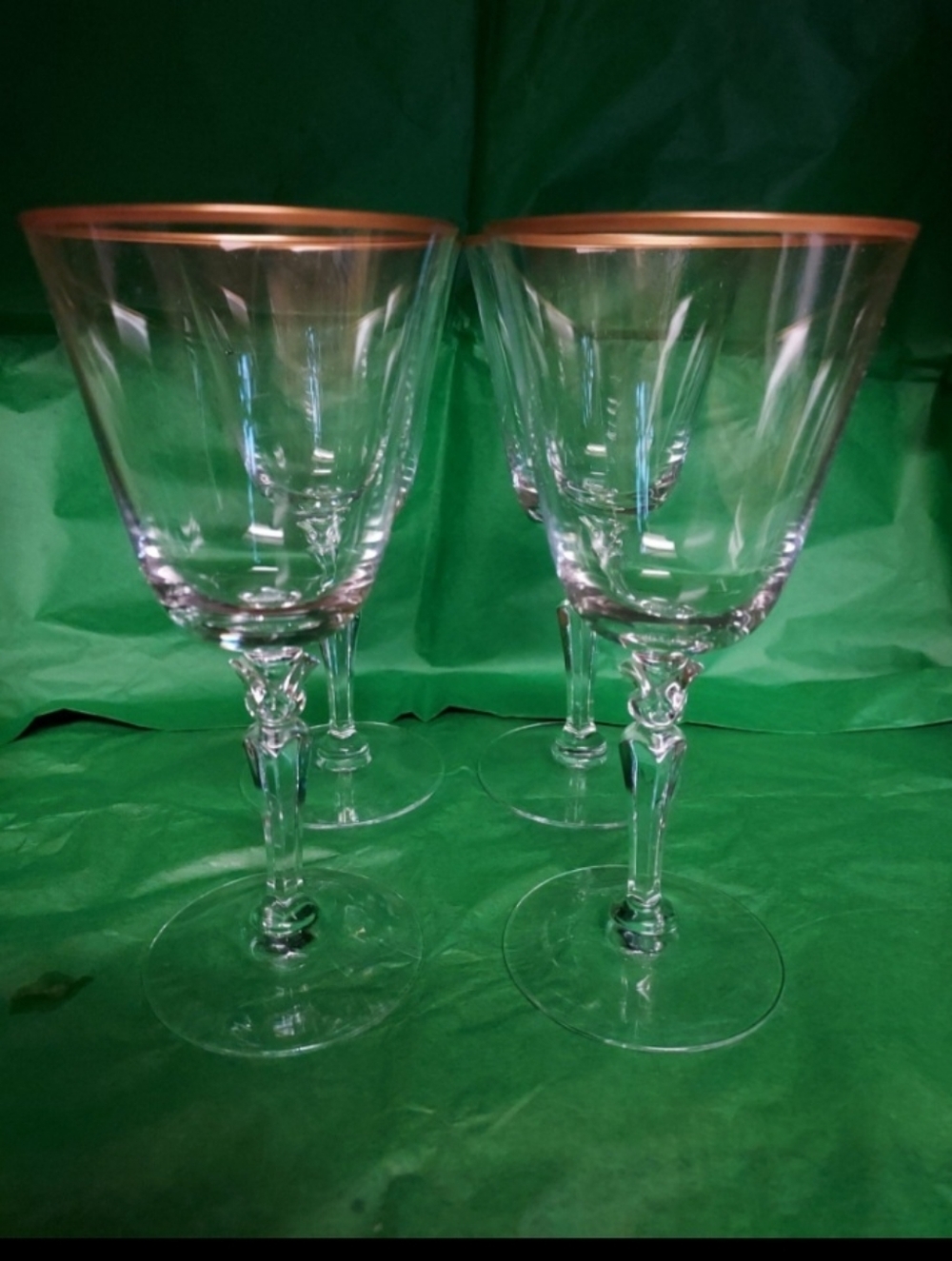Fostoria Gold Trimed Wine Glasses set Off 4...B30
